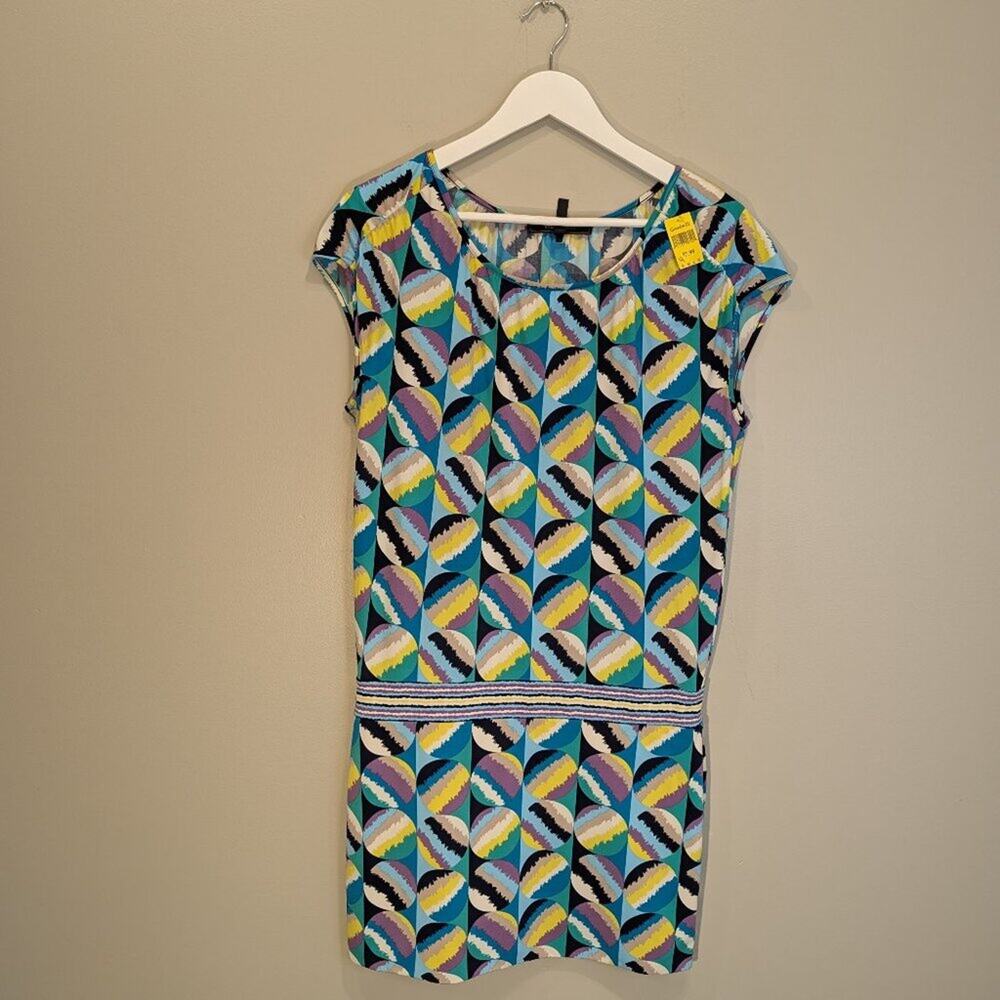 BCBGMAXAZRIA Dress Geometric Y2K Retro Bold Pattern Short Easy Style - Size S